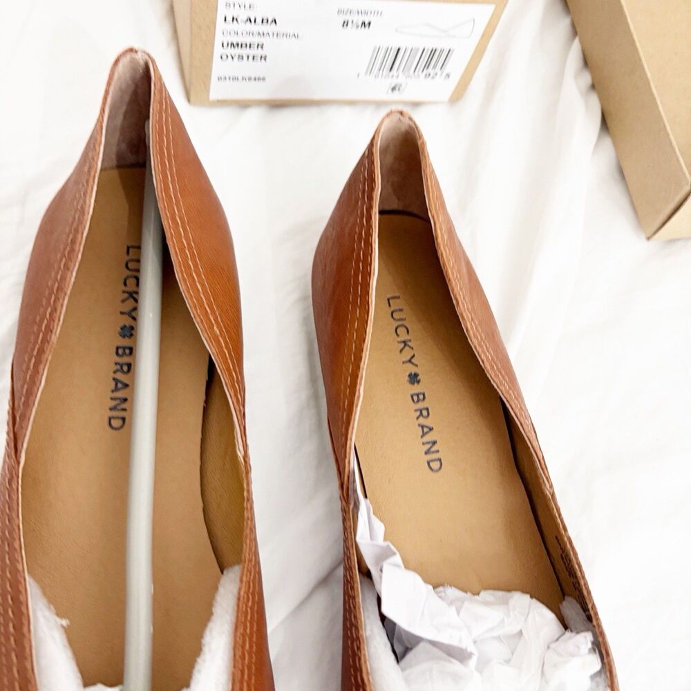 Lucky Brand Alba Womens Umber Ballet Square Toe Flat Size 8 1/2 8 LK-ALBA NIB - Picture 6 of 10